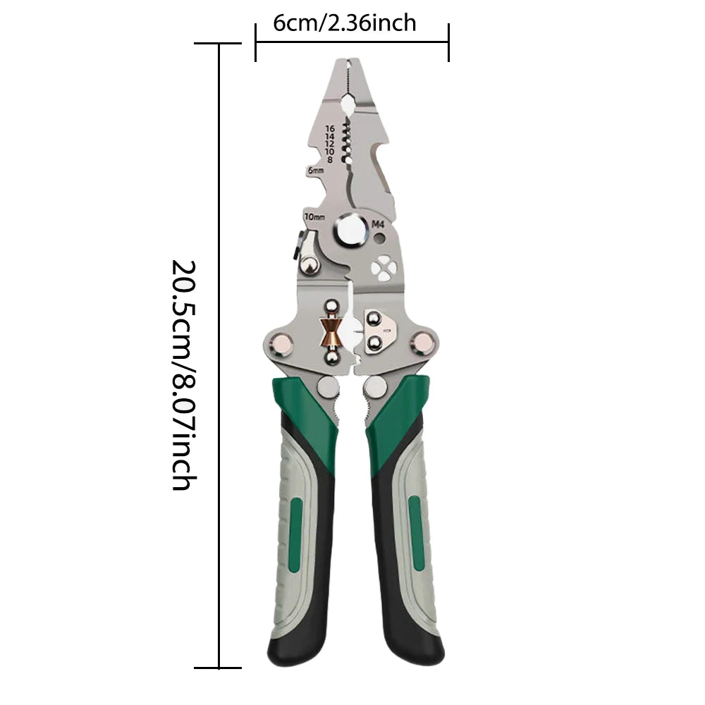 SIKE Multifunctional Folding Wire Stripping Pliers – Cutting, Crimping & Measuring Tool