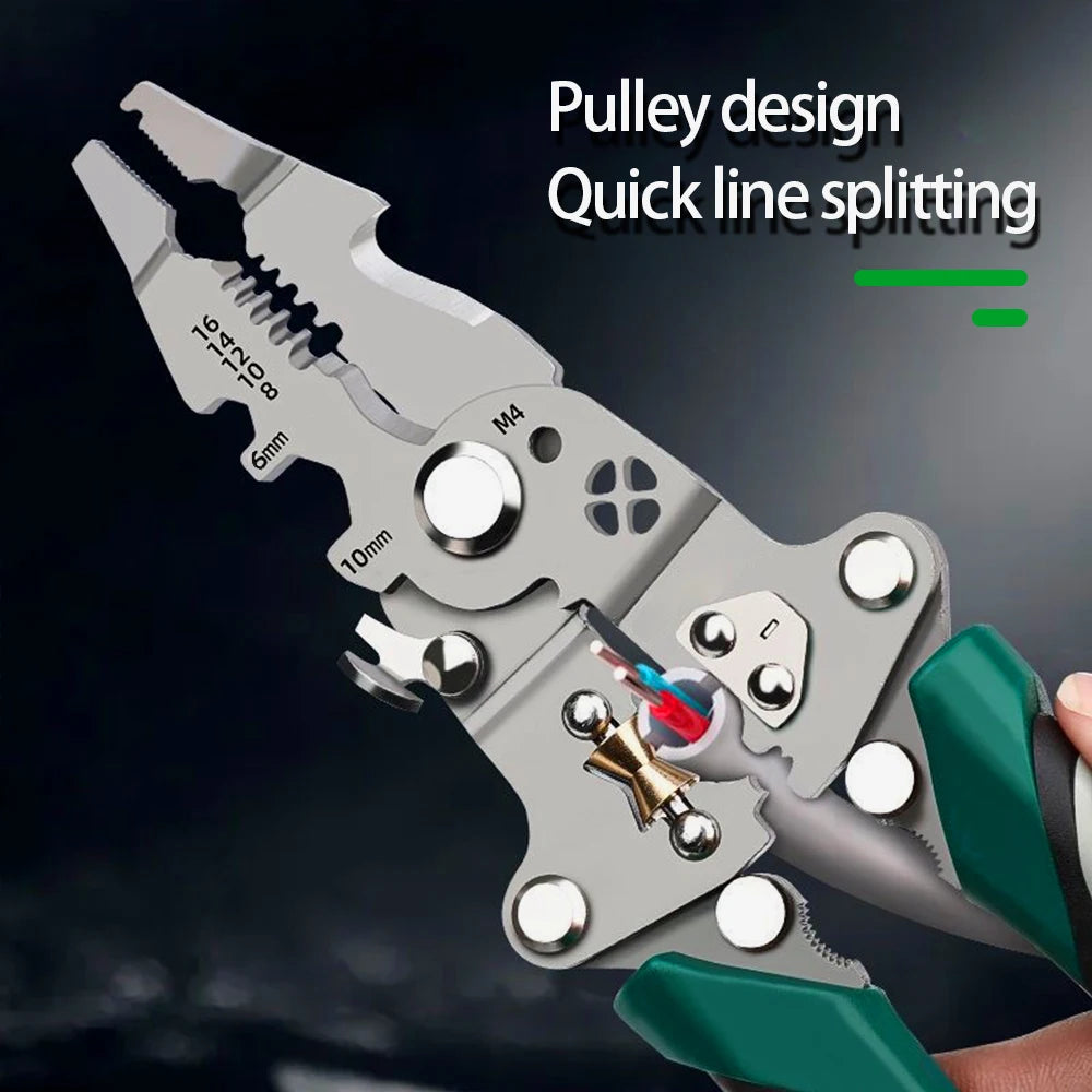 SIKE Multifunctional Folding Wire Stripping Pliers – Cutting, Crimping & Measuring Tool