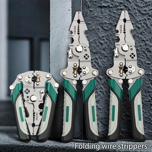SIKE Multifunctional Folding Wire Stripping Pliers – Cutting, Crimping & Measuring Tool