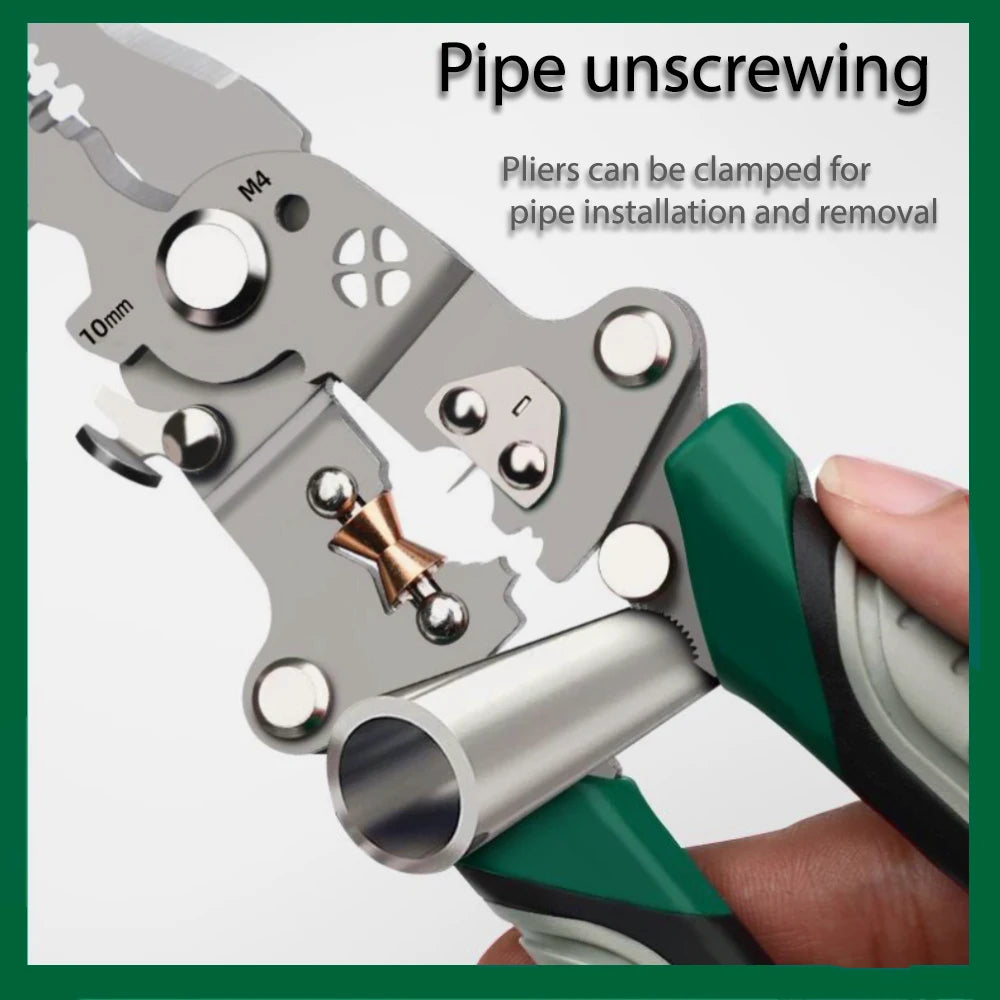 SIKE Multifunctional Folding Wire Stripping Pliers – Cutting, Crimping & Measuring Tool